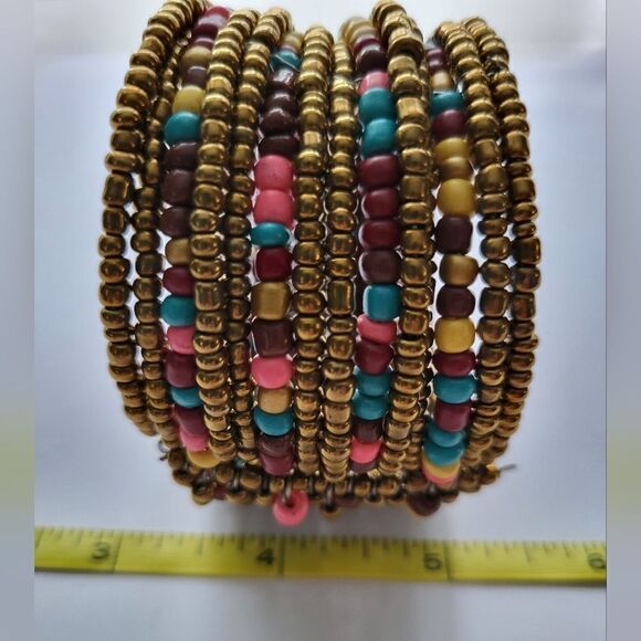 BOHO Beaded  Cuff Bracelet STUNNING 😍 - Picture 5 of 10